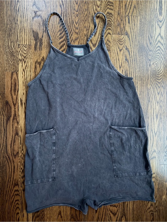 FP Movement by Free People Pants - Free People Movement Washed Black Shortalls Hot Shot Romper